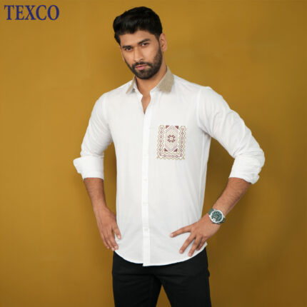 Men's Casual Embroidery Pocket Shirt
