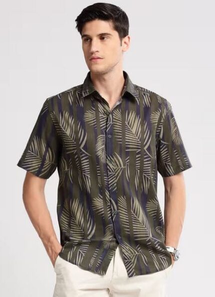 Olive Green Tropical Leaf